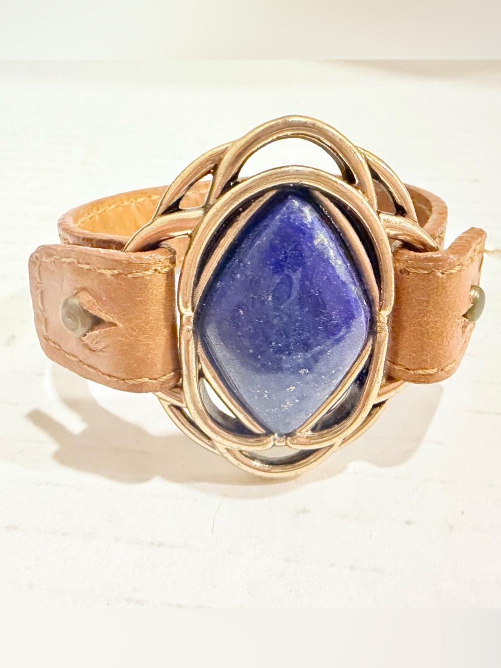 Barse blue lapis Brown Leather Bracelet